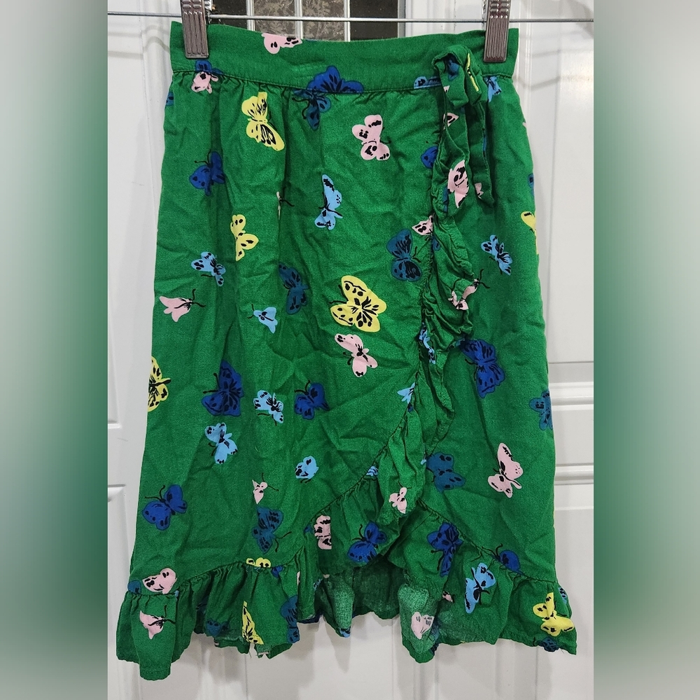 Hanna Andersson green ruffled skirt with butterflies girl's size 5